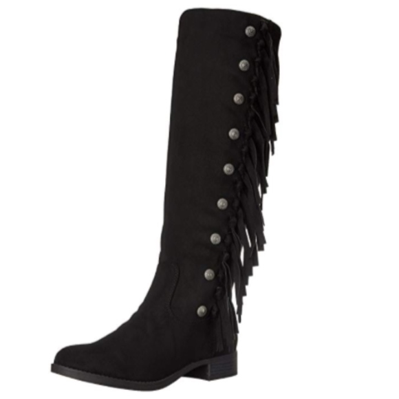 Indigo Shoes - Indigo Rd. Tall Black Fringe Studded Boots
